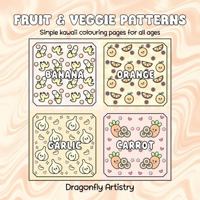 Fruit & Veggie Patterns: Simple kawaii colouring pages for all ages 0646712233 Book Cover