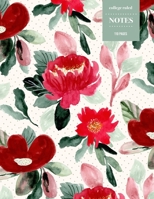 College Ruled Notes 110 Pages: Vintage Floral Notebook for Professionals and Students, Teachers and Writers - Red Roses and Peonies Pattern 1088518508 Book Cover