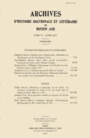 Archives d'Histoire Doctrinale Et Litteraire Du Moyen Age 2711624714 Book Cover