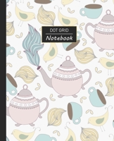 Dot Grid Notebook: Dotted Grid Notebook/Journal Tea Party Teacups Kettle Birds 100 Pages 7.5 x 9.25 Children Kids Girls Teens Women Perfect For School 1673534406 Book Cover