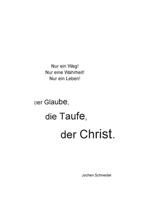 Der Glaube, die Taufe, der Christ: Nur ein Weg! Nur eine Wahrheit! Nur ein Leben! (German Edition) 3695712368 Book Cover