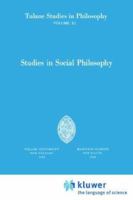 Studies in Social Philosophy (Tulane Studies in Philosophy) 9024702852 Book Cover