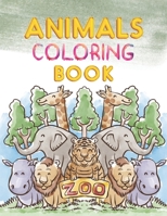 Zoo Animals Coloring Book: 50 Cute Animals From Zoo For Kids & Toddlers B091GP8FGV Book Cover