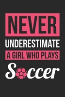 Never Underestimate A Girl Who Plays Soccer - Soccer Training Journal - Soccer Notebook - Gift for Soccer Player: Unruled Blank Journey Diary, 110 blank pages, 6x9 (15.2 x 22.9 cm) 1087300053 Book Cover