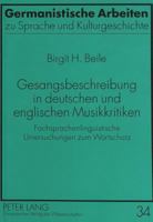 Gesangsbeschreibung in Deutschen Und Englischen Musikkritiken: Fachsprachenlinguistische Untersuchungen Zum Wortschatz 363132443X Book Cover