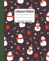 Composition Notebook: 7.5x9.25 Wide Ruled | Joyful Christmas Snowman with Gifts and Candy Cane 1678532002 Book Cover
