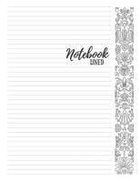 Notebook: 8.5x11 College Ruled Journal with Ornaments Margins for Adult Coloring 109398547X Book Cover