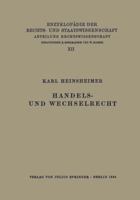 Handels- Und Wechselrecht 3642888631 Book Cover