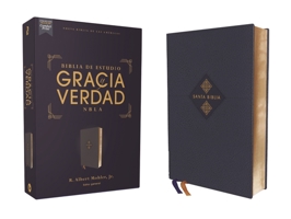 NBLA Biblia de Estudio Gracia y Verdad, Leathesoft, Azul Marino, Interior a dos colores 0829770186 Book Cover