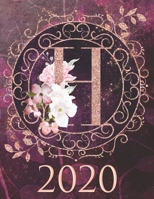 2020 Weekly Planner - Monogram Initial H: 12-Month Large Print Rose Gold Glitter Purple Letter-Sized A4 Schedule Organizer by 52 Week Cornell Notes Monthly Calendar Designed in USA floral purple scrol 1651068623 Book Cover