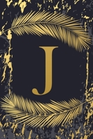 J: Elegant Gold Initial Monogram Letter J & Feathers, Marble Texture Personalized Blank Lined Journal & Notebook for Writing & Notes for Him, Her ... Grayish Navy Monogrammed Paperback Dairy) 1693988429 Book Cover