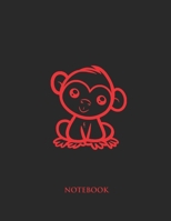 Cute Chimp Notebook: Half Picture Half Wide Ruled Notebook - Large (8.5 x 11 inches) - 110 Numbered Pages - Red Softcover 1652876197 Book Cover