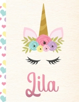 Lila: Personalized Unicorn Primary Handwriting Notebook For Girls With Pink Name Dotted Midline Handwriting Practice Paper Kindergarten to Early Childhood Grades K-2 Composition School Exercise Book 1695454111 Book Cover