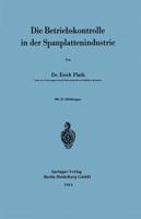 Die Betriebskontrolle in Der Spanplattenindustrie 3540030387 Book Cover