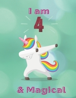 Unicorn SketchBook: I Am 4 & Magical With Unicorn Inside More Space for Sketching and Drawing and Writing Journal for Kids and Girls Marble Size 8.5in x 11in with 110 Pages 1654356085 Book Cover