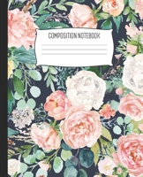 Composition Notebook: Wide Ruled Notebook Watercolor Floral Bloom Pink Peach Lined School Journal 100 Pages 7.5 x 9.25 Children Kids Girls Teens Women Perfect For School 167109073X Book Cover