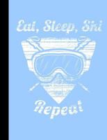 Eat, Sleep, Ski Repeat, Winter Snow Composition Notebook: 5x5 Quad Rule Graph Paper, 101 sheets / 202 pages 1985177285 Book Cover