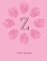 Z: Monogram Initial Z  Letter Ruled Notebook for Women,Girl and School, Pink Floral Cover 8.5'' x 11'', 100 pages B083XVFGR3 Book Cover