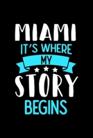 Miami It's Where My Story Begins: Miami Dot Grid 6x9 Dotted Bullet Journal and Notebook 120 Pages 1673579361 Book Cover