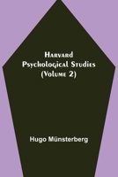 Harvard Psychological Studies 9356319987 Book Cover