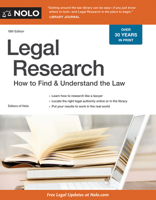 Legal Research: How to Find & Understand the Law 0873375254 Book Cover
