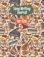 Song Writing Journal for Kids: Kids Wide Staff Manuscript Music Paper * Large (8.5 x 11) * 6 Stave * 100 Pages: Retro Musical Instruments 1673674895 Book Cover