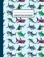 Composition Notebook: Sharks Pattern Cover Design College Ruled 120 Blank Lined Pages 8.5 X 11 Matte Finished Soft Cover 1691107190 Book Cover