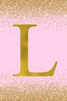 L: Letter L Initial Monogram Notebook - Pretty Pink & Gold Confetti Glitter Monogrammed Blank Lined Note Book, Writing Pad, Journal or Diary with Lines - Birthday or Christmas Gift for Kids, Girls & W 108854021X Book Cover