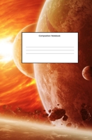 Composition Notebook: Space and Galaxy Orange Planetary Storm Cover 5.25x8 inches Lined Writing Book 1691911712 Book Cover
