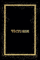 Victoria: Name Victoria Monogram Notebook - 120 Pages - Size 6x9, Soft Cover, Matte Finish- Gold Confetti Glitter Monogram Blank Lined Note Book, Writing Pad, Journal or Diary Kids, Girls Men & Women 1660299551 Book Cover