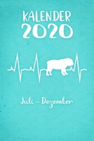 Kalender 2020: Türkiser Tageskalender Englische Bulldogge Herzschlag Hunde 2. Halbjahr Juli Dezember ca DIN A5 weiß über 190 Seiten 1650714084 Book Cover