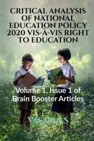 Critical Analysis of National Education Policy 2020 Vis-À-VIS Right to Education 1639571310 Book Cover