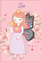 Zoe: Fairy Princess - Personalized Blank Lined Journal Notebook Gift For Girls, Women 1650944624 Book Cover