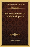 The Measurement Of Adult Intelligence 1016616244 Book Cover