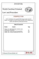 North Carolina Criminal Law and Procedure-Pamphlet 80 1503244032 Book Cover