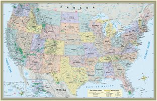 U.S. Map Poster (32 X 50 Inches) - Paper: A Quickstudy Reference Tool 1423251857 Book Cover