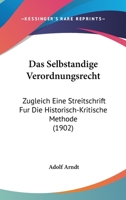 Das Selbst�ndige Verordnungsrecht 1167601440 Book Cover