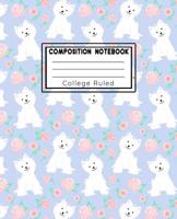 Composition Book College Ruled: Puppy Love Blue Fashion Line Paper Exercise Book Notebook For Middle School Through To College University 1075080398 Book Cover
