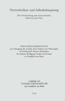 Narrenfreiheit Und Selbstbehauptung: Eine Untersuchung Zum Humoristischen Klima Bei Jean Paul 3476998606 Book Cover