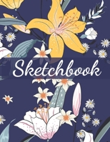 Sketchbook: 8.5X11 inches notebook, blank page journal , 100 pages plank paper for sketcher, girls , women , flower lover , lovely and beautiful ... writing , hand-drawn collection , blue Lilly 1670259927 Book Cover