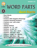 Word Parts Quick Starts Workbook, Grades 4 - 12 1622238257 Book Cover