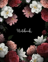 Notebook: Lined Journal - Dark Flowers Cover Design with Black Background - 120 Pages, Large (8.5 x 11), Letter Size, Numbered Pages, White Lined Paper 1692762052 Book Cover