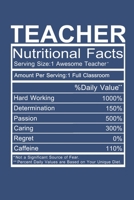 Teacher Nutrition Facts: Funny Novelty Notebook/Journal For Teachers: A 6 x 9 Blank Lined Notebook/Journal With 120 Blank Lined Pages 1706380135 Book Cover