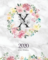 2020 Diary Planner: 8x10 Planner With Watercolor Flowers "X" Monogram On Gray Marble for Woman 1670498573 Book Cover