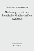 Abkurzungsverzeichnis Hebraischer Grabinschriften (Ahebg) 3161502612 Book Cover