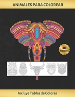 ANIMALES PARA COLOREAR: CUADERNO DE DIBUJO PARA ADULTOS | ANTIESTRES | REDUCE ANSIEDAD Y FAVORECE LA CONCENTRACIÓN | INCLUYE PALETAS DE COLORES Y UN ... ELEFANTE, BUFALO, LEON. (Spanish Edition) 1690971800 Book Cover