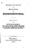 Versuch Einer Kritik Der Principien Der Wahrscheinlichkeitsrechnung 1533315051 Book Cover