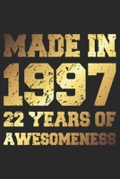 22 Years Of Awesomeness: Blank Lined Journal, Golden, Happy 22nd Birthday Notebook, Diary, Logbook, Perfect Gift For 22 Year Old Boys And Girls 1700619993 Book Cover