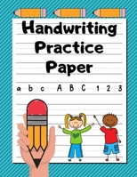 Handwriting Practice Paper: Grades K-2 | Extra-Large Handwriting Workbook for Kids | 200 Dotted Line Pages | Teal Stripes 1687520992 Book Cover