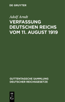 Verfassung Deutschen Reichs vom 11. August 1919 3112668634 Book Cover